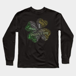 St. Patricks Day Word Art shamrock irish flag color Long Sleeve T-Shirt